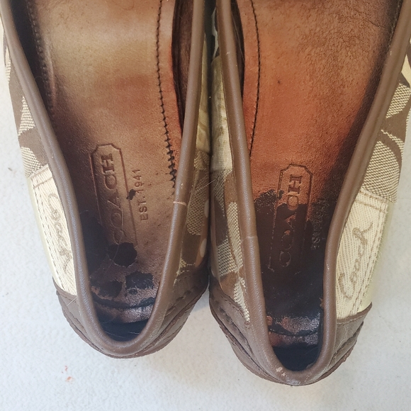 Coach Jessie Monogram Patchwork Loafer Flats Shoes Slip On Size 8.5 Brown Tan - Picture 6 of 7